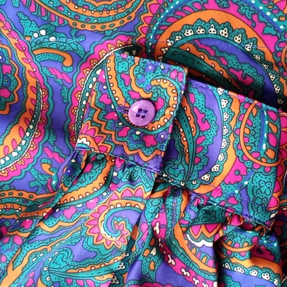 Vintage Laura & Jayne Women’s Paisley Bow Tie Lightweight Blouse Sz P10 - Picture 4 of 12